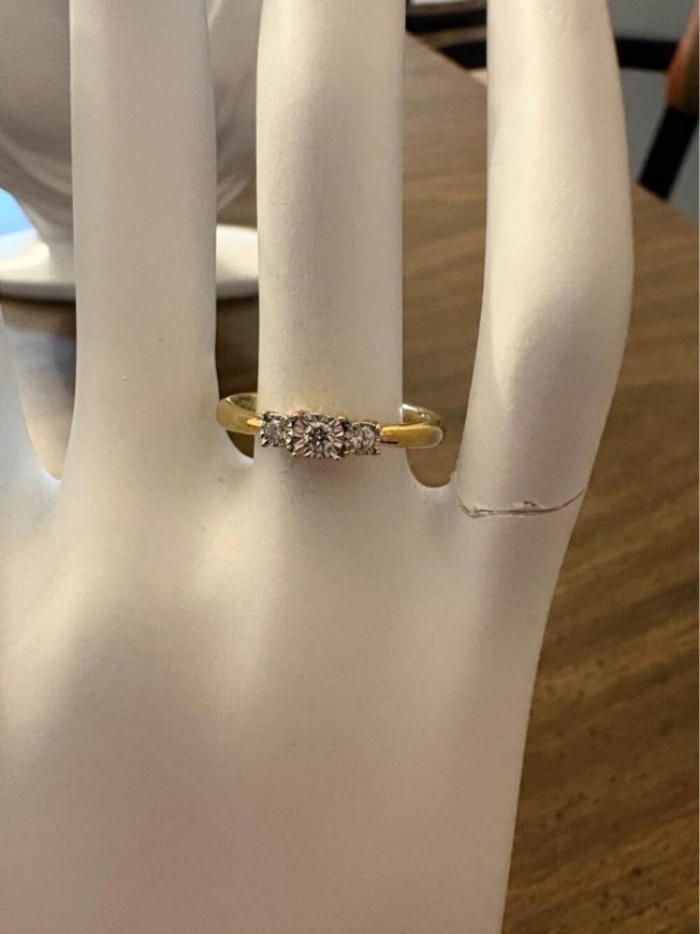 0.1 CT Lab Diamond Three-Stone Ring Past Present Future Sterling Silver Size 6